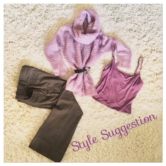 H&M Fine Plaid Straight Mid-Rise Grey Pants - Sz 6 - Picture 6 of 7